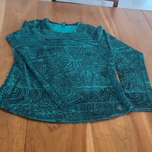 Title Nine Teal Paisley Long Sleeve Top